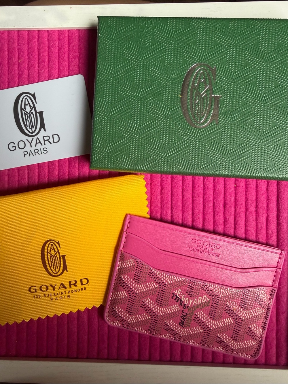Goyard Pink Card Holder with Signature Goyardine Pattern